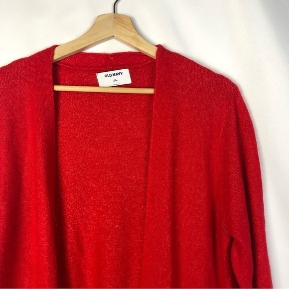 Old Navy Petite Bright Cherry Red Long Mid Length Cardigan Sweater MP - Picture 3 of 4